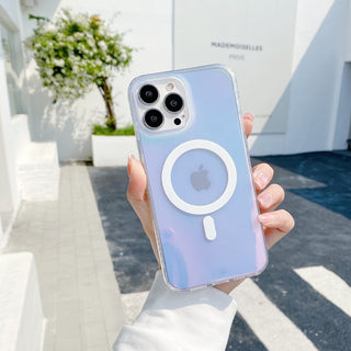 Auramma Collections Dreamy Fairy Column Stripe Frosted Clear Gradient MagSafe TPU Case iPhone 14 13 12 Pro Max Plus