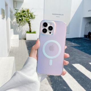 Auramma Collections Dreamy Fairy Column Stripe Frosted Clear Gradient MagSafe TPU Case iPhone 14 13 12 Pro Max Plus