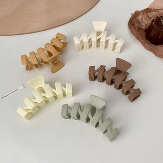 Auramma Collections Elegant Matte Cool Warm White Grey Khaki Dark Brown Zig Zag Style Hair Claw