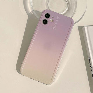 Auramma Collections Matte Soft Purple Ombre TPU Case Matched Ombre Purple Round Resin Pull Out Grip for iPhone 14 13 12 11 Pro Max Mini X XS XR Plus