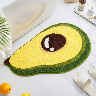 Auramma Collections Funky Kawaii Fruits Peach Lemon Avocado Funny Quote Bath Mat