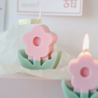 Auramma Collections Funky Kawaii Bicolor Pink Yellow Red Orange White Purple Flower Scented Candle