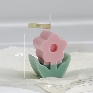 Auramma Collections Funky Kawaii Bicolor Pink Yellow Red Orange White Purple Flower Scented Candle