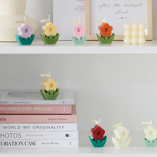 Auramma Collections Funky Kawaii Bicolor Pink Yellow Red Orange White Purple Flower Scented Candle