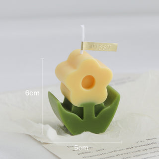 Auramma Collections Funky Kawaii Bicolor Pink Yellow Red Orange White Purple Flower Scented Candle