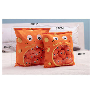 Auramma Collections Funky Kawaii Cheesy Puff Velvet Finish Snack Pack Plushie Fluffy Smiley Balls