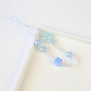 Auramma Collections Funky Kawaii Clear Pink Yellow Green Blue Purple Bead Matching Color Flower Cube Phone Charm