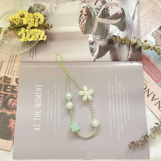Auramma Collections Funky Kawaii Clear Pink Yellow Green Blue Purple Bead Matching Color Flower Cube Phone Charm