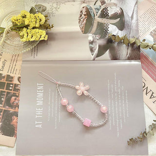 Auramma Collections Funky Kawaii Clear Pink Yellow Green Blue Purple Bead Matching Color Flower Cube Phone Charm