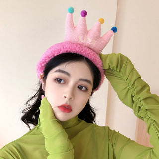 Auramma Collections Funky Kawaii Cute Big Colorful Crown Soft Fleece Pink Red Grey Yellow Blue Orange Hair Band