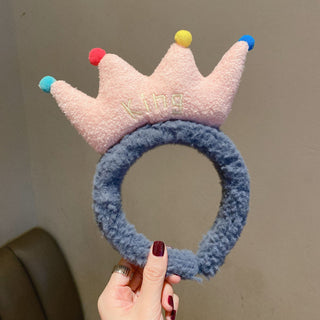 Auramma Collections Funky Kawaii Cute Big Colorful Crown Soft Fleece Pink Red Grey Yellow Blue Orange Hair Band