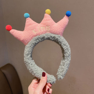 Auramma Collections Funky Kawaii Cute Big Colorful Crown Soft Fleece Pink Red Grey Yellow Blue Orange Hair Band