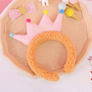 Auramma Collections Funky Kawaii Cute Big Colorful Crown Soft Fleece Pink Red Grey Yellow Blue Orange Hair Band