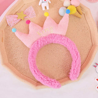 Auramma Collections Funky Kawaii Cute Big Colorful Crown Soft Fleece Pink Red Grey Yellow Blue Orange Hair Band