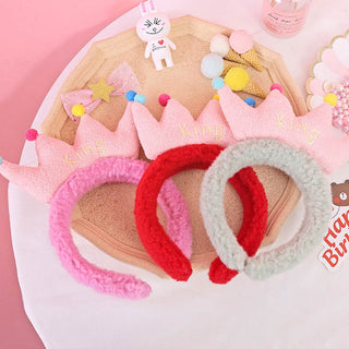 Auramma Collections Funky Kawaii Cute Big Colorful Crown Soft Fleece Pink Red Grey Yellow Blue Orange Hair Band