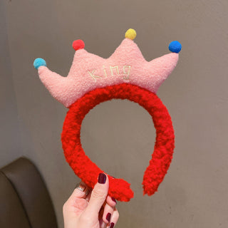 Auramma Collections Funky Kawaii Cute Big Colorful Crown Soft Fleece Pink Red Grey Yellow Blue Orange Hair Band