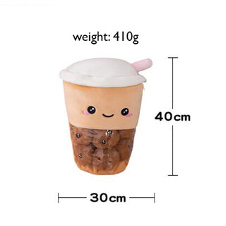 Auramma Collections Funky Kawaii Cute Blushing Milk Tea Soft Fleece Plushie Removable Funny Face Boba Balls