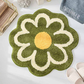 Auramma Collections Funky Kawaii Cute Yellow Purple Green Pink Blue White Daisy Area Bedside Rug