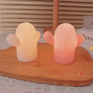 Auramma Collections Funky Kawaii Cute Mini Pink White Cactus Night Warm Ambient Light Living Bedroom Home Decor