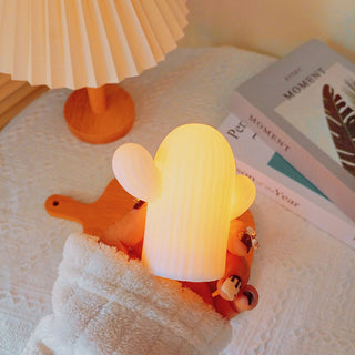 Auramma Collections Funky Kawaii Cute Mini Pink White Cactus Night Warm Ambient Light Living Bedroom Home Decor