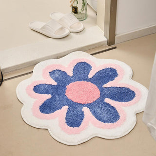 Auramma Collections Funky Kawaii Cute Yellow Purple Green Pink Blue White Daisy Area Bedside Rug