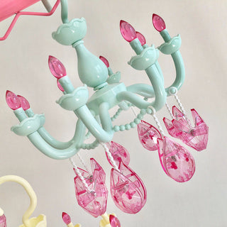 Auramma Collections Funky Kawaii Fancy Princess Chandelier Design Blue Mint Cream Purple Pink Drying Hanger Crystal Shaped Clips