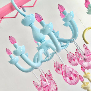 Auramma Collections Funky Kawaii Fancy Princess Chandelier Design Blue Mint Cream Purple Pink Drying Hanger Crystal Shaped Clips