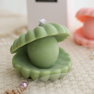Auramma Collections Funky Kawaii Blue White Pink Green Yellow Pearl Oyster Seashell Scented Candle