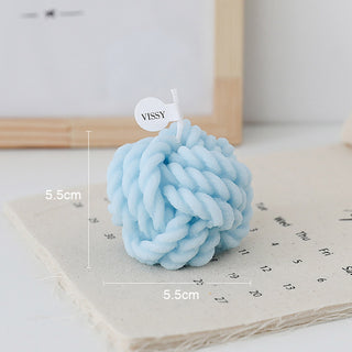 Auramma Collections Funky Kawaii Pastel Yellow Matcha Orange Olive Green Pink Purple Blue White Wool Yarn Ball Handmade Aromatherapy Scented Soy Wax Candle