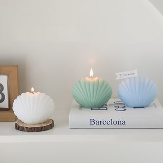 Auramma Collections Funky Kawaii Pastel Color Purple Pink Green Blue Yellow White Seashell Scented Candle