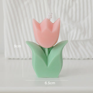 Auramma Collections Funky Kawaii Pastel Color Purple Pink Yellow Green Tulip Flower Scented Candle