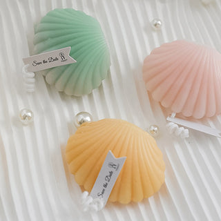 Auramma Collections Funky Kawaii Pastel Color Purple Pink Green Blue Yellow White Seashell Scented Candle