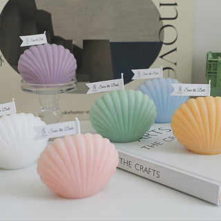 Auramma Collections Funky Kawaii Pastel Color Purple Pink Green Blue Yellow White Seashell Scented Candle