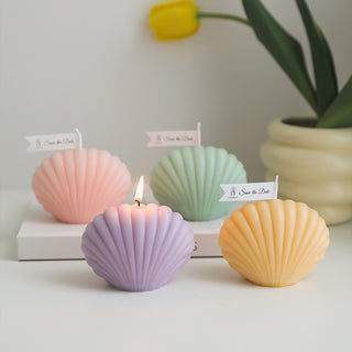 Auramma Collections Funky Kawaii Pastel Color Purple Pink Green Blue Yellow White Seashell Scented Candle