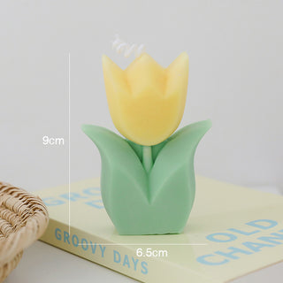 Auramma Collections Funky Kawaii Pastel Color Purple Pink Yellow Green Tulip Flower Scented Candle