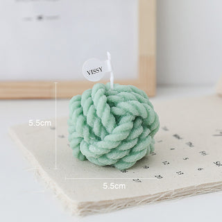 Auramma Collections Funky Kawaii Pastel Yellow Matcha Orange Olive Green Pink Purple Blue White Wool Yarn Ball Handmade Aromatherapy Scented Soy Wax Candle