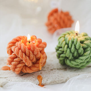 Auramma Collections Funky Kawaii Pastel Yellow Matcha Orange Olive Green Pink Purple Blue White Wool Yarn Ball Handmade Aromatherapy Scented Soy Wax Candle