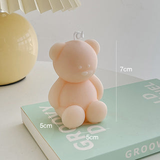 Auramma Collections Funky Kawaii Pastel Matcha Green Yellow Baby Pink Blue White Purple Teddy Bear Handmade Aromatherapy Scented Soy Wax Candle