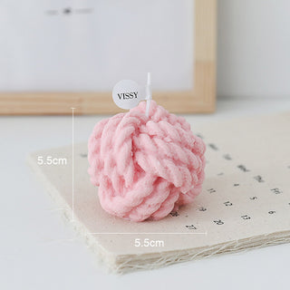 Auramma Collections Funky Kawaii Pastel Yellow Matcha Orange Olive Green Pink Purple Blue White Wool Yarn Ball Handmade Aromatherapy Scented Soy Wax Candle