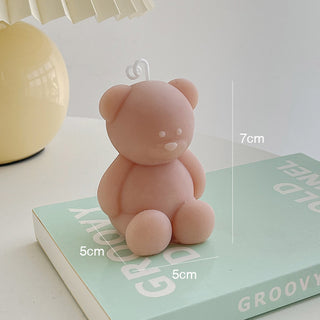 Auramma Collections Funky Kawaii Pastel Matcha Green Yellow Baby Pink Blue White Purple Teddy Bear Handmade Aromatherapy Scented Soy Wax Candle