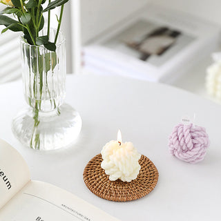 Auramma Collections Funky Kawaii Pastel Yellow Matcha Orange Olive Green Pink Purple Blue White Wool Yarn Ball Handmade Aromatherapy Scented Soy Wax Candle