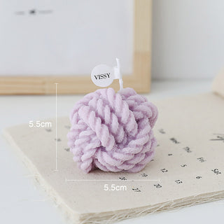 Auramma Collections Funky Kawaii Pastel Yellow Matcha Orange Olive Green Pink Purple Blue White Wool Yarn Ball Handmade Aromatherapy Scented Soy Wax Candle