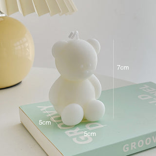 Auramma Collections Funky Kawaii Pastel Matcha Green Yellow Baby Pink Blue White Purple Teddy Bear Handmade Aromatherapy Scented Soy Wax Candle