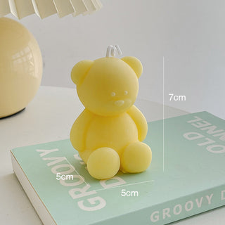 Auramma Collections Funky Kawaii Pastel Matcha Green Yellow Baby Pink Blue White Purple Teddy Bear Handmade Aromatherapy Scented Soy Wax Candle