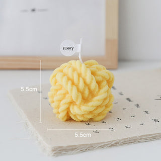 Auramma Collections Funky Kawaii Pastel Yellow Matcha Orange Olive Green Pink Purple Blue White Wool Yarn Ball Handmade Aromatherapy Scented Soy Wax Candle