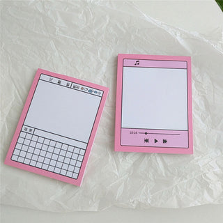 Auramma Collections Funky Kawaii Pink Frame Social Media Blog Music Screen Non Sticky Memo Note Pad Set