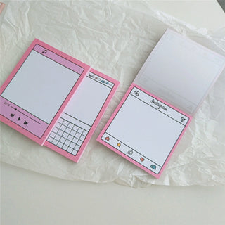 Auramma Collections Funky Kawaii Pink Frame Social Media Blog Music Screen Non Sticky Memo Note Pad Set