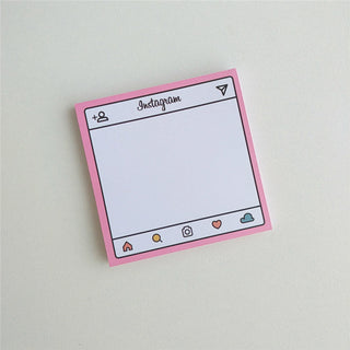 Auramma Collections Funky Kawaii Pink Frame Social Media Blog Music Screen Non Sticky Memo Note Pad Set