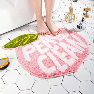 Auramma Collections Funky Kawaii Fruits Peach Lemon Avocado Funny Quote Bath Mat