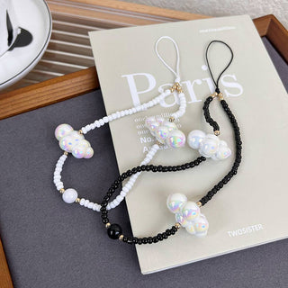Auramma Collections Funky Kawaii Clear Solid White Blue Black Bead Radiant Heart Phone Charm